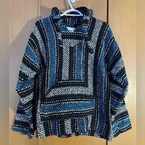 Black and Blue Poncho Hoodie